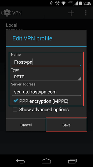 PPTP - Android - Step 3