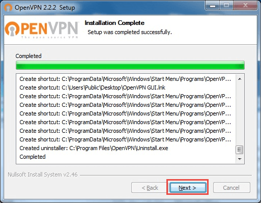 OpenVPN - Windows 7 & Vista - Step 7