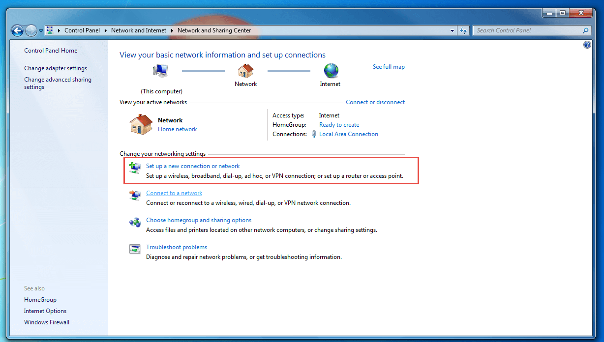 PPTP - Windows 7 & Vista - Step 2