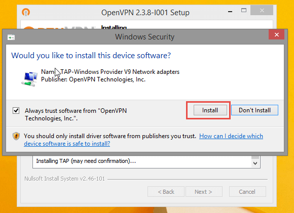 OpenVPN - Windows 8 - Step 7